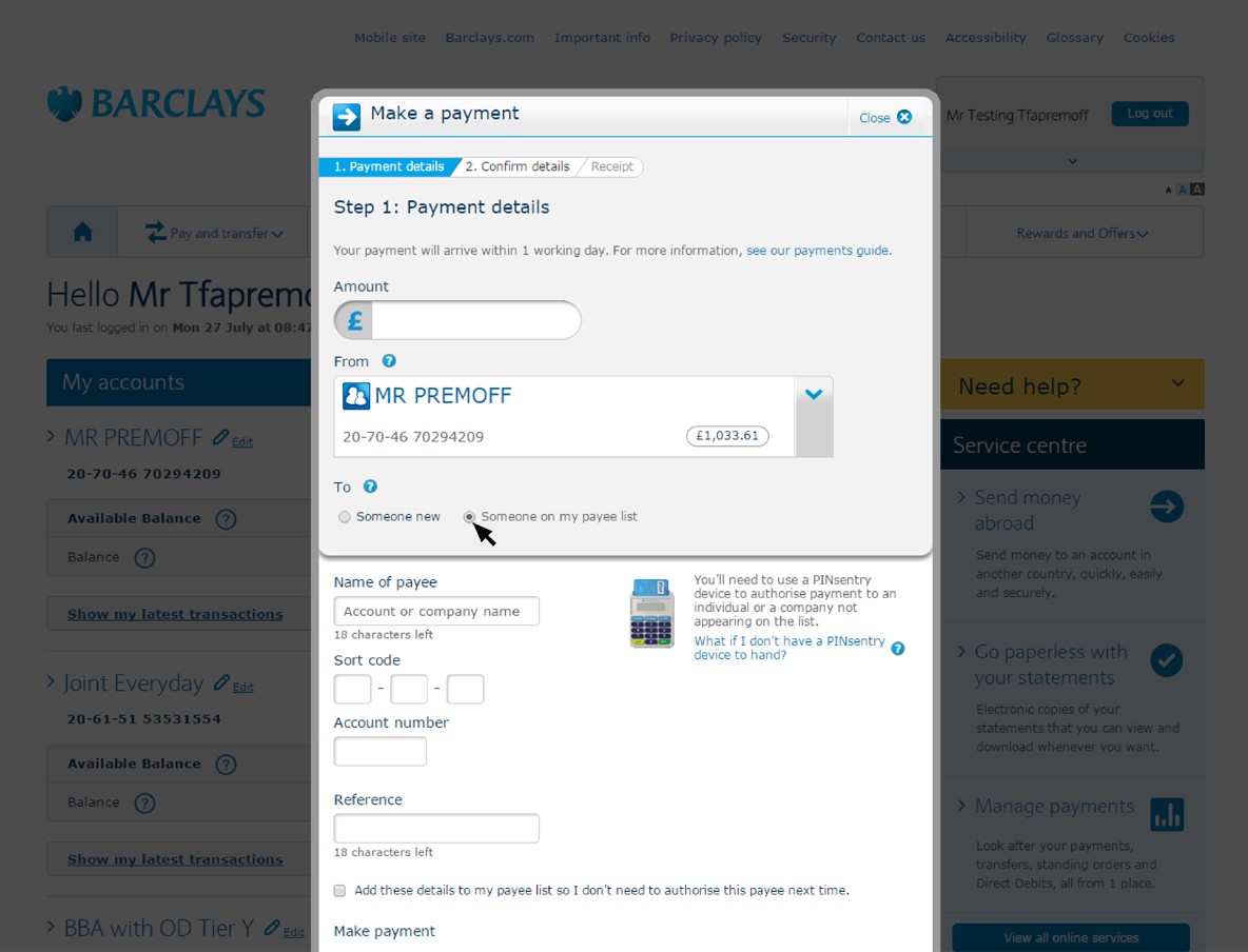 how to make a transfer to another bank account barclays