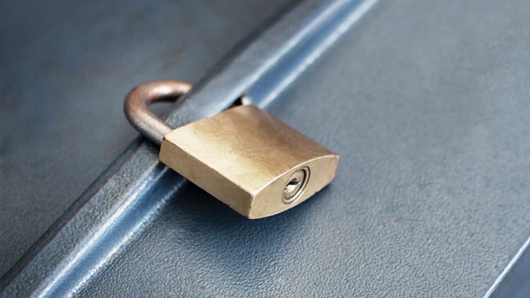 A locked padlock.
